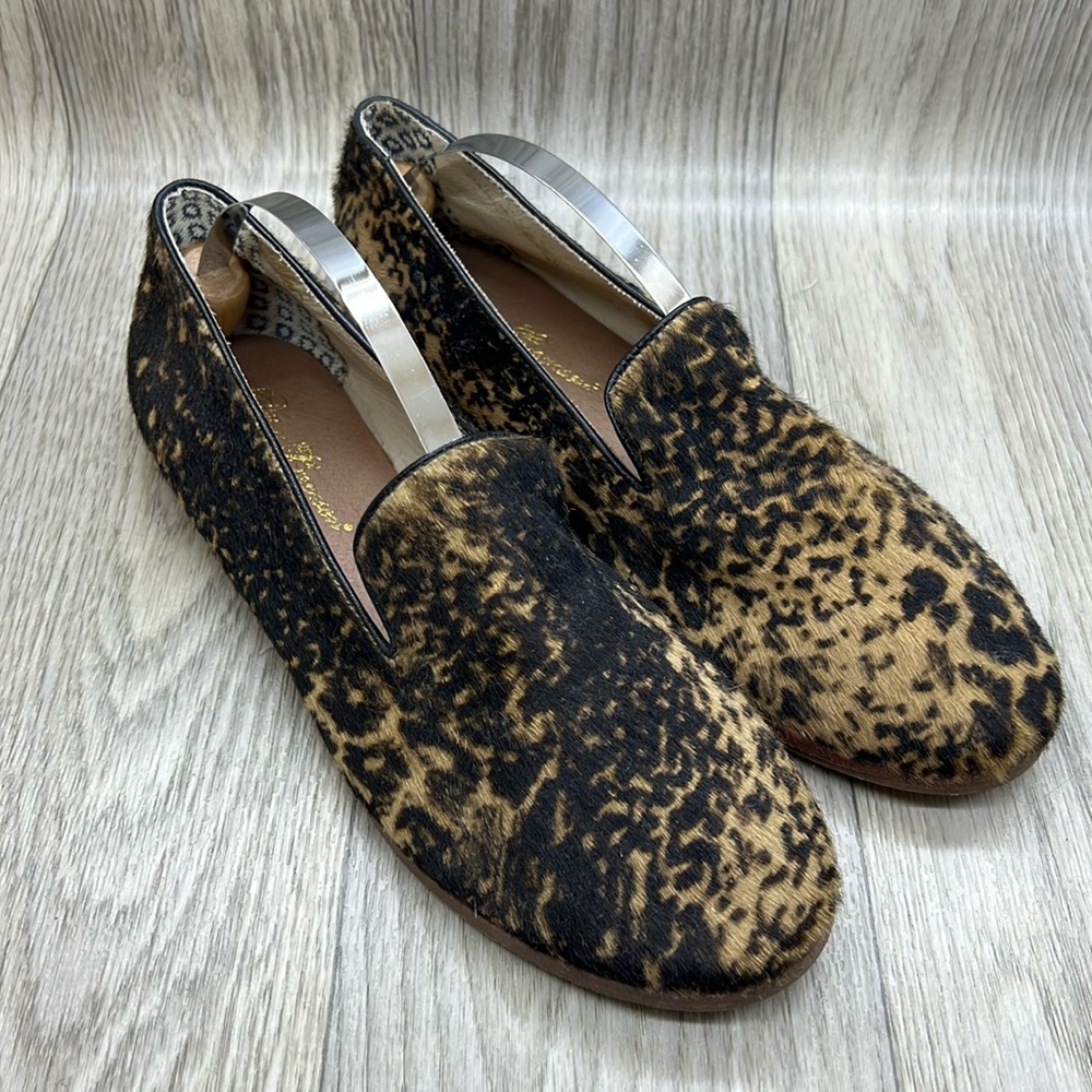 Matt Bernson Gitanes calf hair Flats smoking slipper leopard animal print